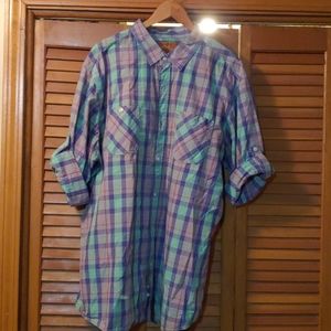 Button roll up sleeve shirt